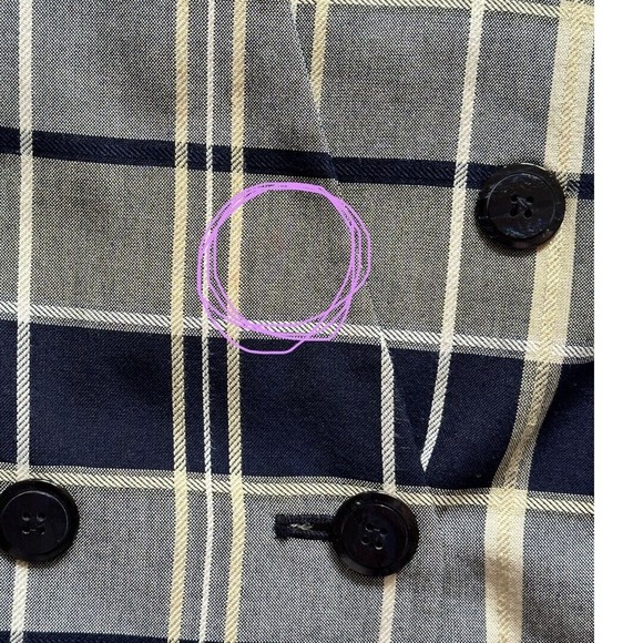 Jacquline ferrar Vintage 1980’s Rayon Navy/gray plaid Blazer jacket women’s Sz 6 - Picture 11 of 15